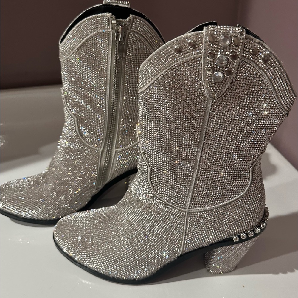 Dolls Kill Glittering Silver Ankle Boots